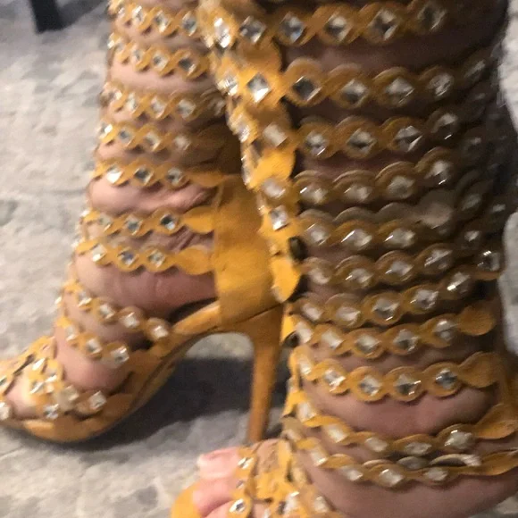 Cape Robbin Open Toe Lace Up Gladiator Over The Knee Thigh High Caged Sandals - Picture 4 of 16